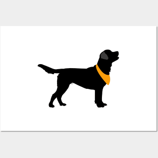Black Lab Black Labrador Retrievers Pattern in ORANGE Posters and Art